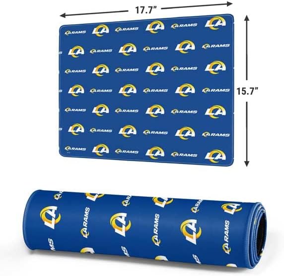 Skinit Medium Gaming Mouse Pad - Officially Licensed NFL Los Angeles Rams Blitz Series Design with Stitched Edges, Waterproof, Non-Slip Rubber Base, Desk Mat for Keyboard & Mouse