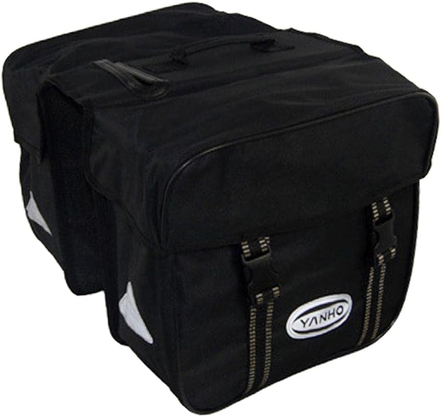 Large Capacity Bike Pannier Bags | | T Shape Support Design | Bike Rack Pannier | Reflective Triangle Design | Oxford Cloth | Cycling Rear Seat Carrier Bag Backpack | Black