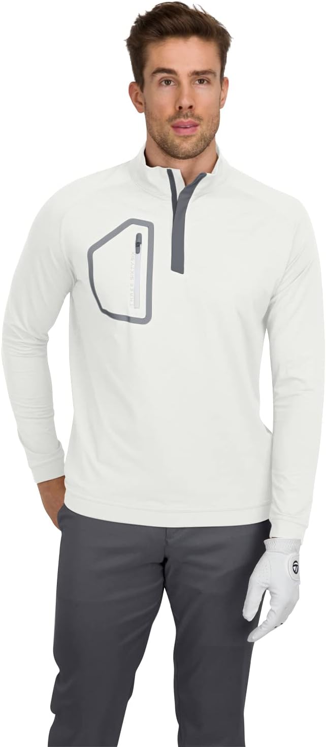Three Sixty Six Men’s Dry Fit ¼ Zip Golf Pullover Jacket - Lightweight, Breathable & Stretch Fabric Sweater with Chest Pocket