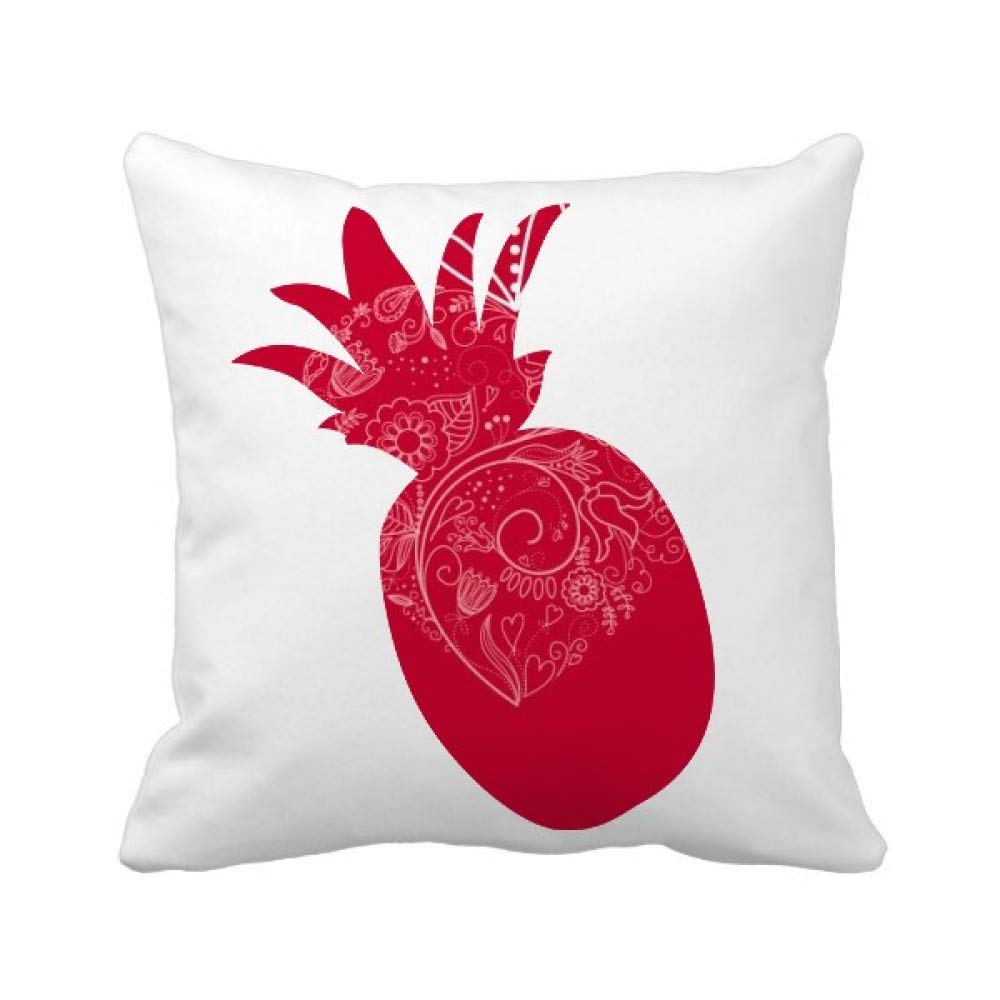 Coussin Coeur Ananas Valentine : Taie Carrée Motif Fleurs et Lianes DIY