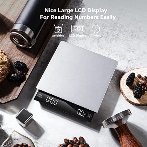 Coffee Scale With Timer, Maestri House Espresso Scale, 0.1G Accurate Rechargeable Scale For Espresso And Pour-Over Coffee, Stainless Steel For Keeping Clean, Digital Lcd Weigh Scale, Kitchen Scale #TOP3