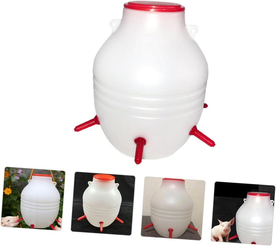 Kisangel Automatic Lamb Feeding Bottle with Silicone Nipples 1L Plastic Lamb Feeder for Goats and Sheep for Farm Use and Livestock Feeding Supplies