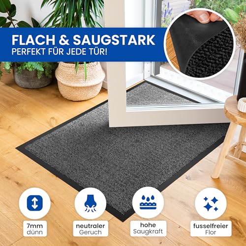 Gentle North Hochwertige Fußmatte beige 90x120cm groß für Innen & Außen - Schmutzfangmatte rutschfest, waschbar & wetterfest - Fussmatte für Eingangsbereich & Aussenbereich - Läufer Flur dünn