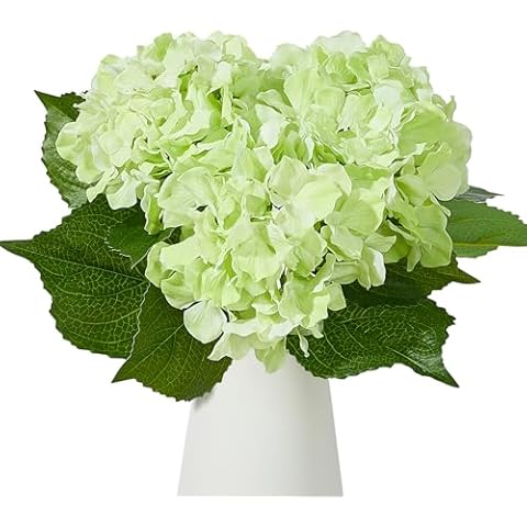 Heleze 25 Inch Real Touch Hydrangea, Faux Limelight Hydrangea Artificial Hydrangea Flowers Fake Hydrangeas with Leaves Home Wedding Table Centerpieces Party Decoration 3 PCS Cover