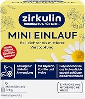Zirkulin Mini-Einlauf, Einlauf bei leichter bis mäßiger Verstopfung, mit Glycerin, Kamille und Malve, stimuliert die Darmentleerung, 1 x 6 Mikroklistiere à 9g