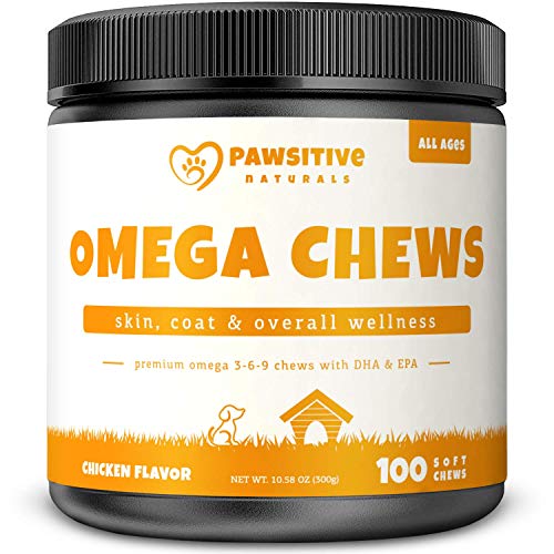 Omega 3 Fish Oil for Dogs - 100 Soft Chew Bites with Omega