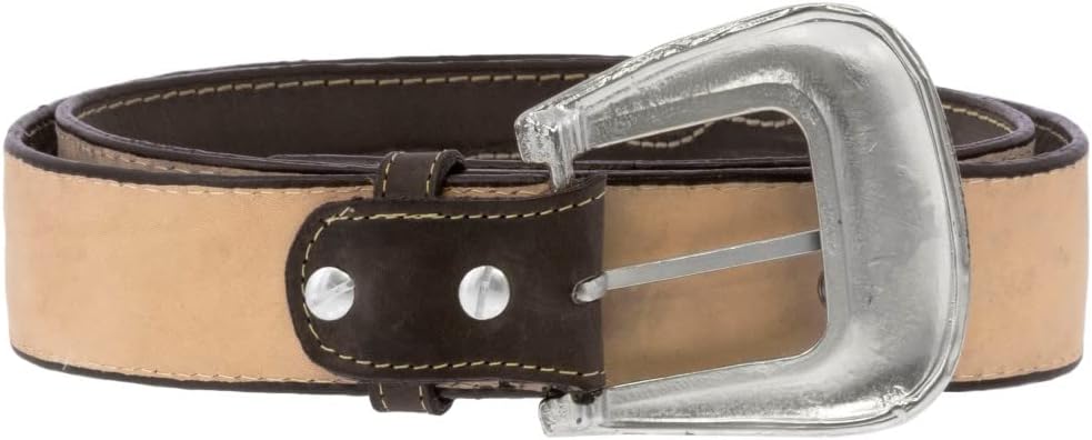 Texas Legacy Mens Soft Brown Concho Western Cowboy Leather Belt Silver Buckle - Image 3
