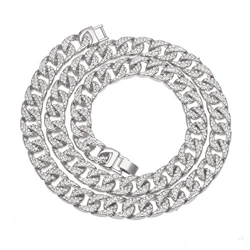 Chaine de Miami cubaine 13 mm en or 18k plaqué avec finition glacée joaillerie prestigieuse