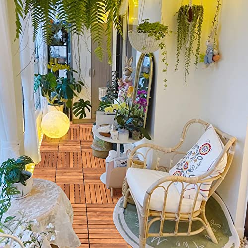 Vigevee Houten tegels voor balkon, tuintegels, terrastegels, 44 stuks platen, balkon, tegels, tuin, 4 m², 30 x 30 cm, acaciamozaïek, 6 latten - Image 8