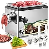 Huanyu Electric Meat Grinder 1100W Stainless Steel Meat Grinder Heavy Duty with 2 Blades 4 Plates Commercial Grinders for Restaurants, Butcher...