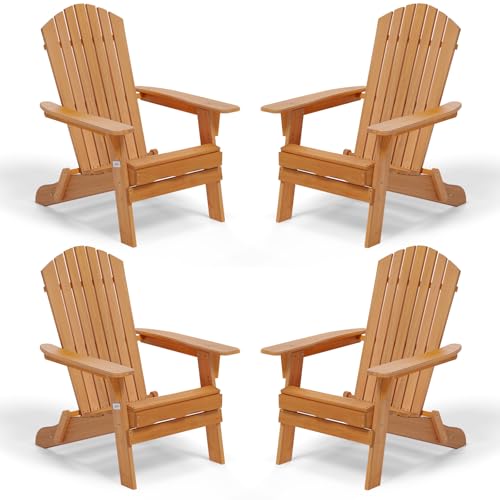 VINGLI Folding Adirondack Chairs Set of 4, Wood...