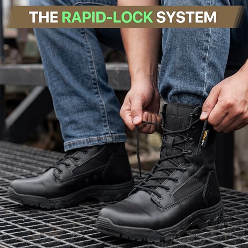 Image of FREE SOLDIER Men's Tactical Boots 8 Inches Lightweight Combat Boot Durable Suede Leather Military Work Boots Desert Boot(Black 7)