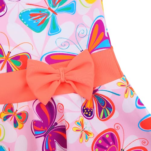Image of Girls Swimsuit One Piece UPF 50+ Floral Skirted Bathing Suit Modest Beach Swim Dress 3-11 Years