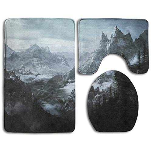 GGdjst 3 Stück Matte rutschfest Bad-Teppich Skyrim Mountain Extra Soft Badematte (20'x32') Contour...