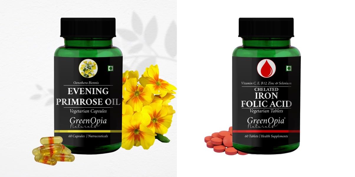 Evening Primrose Oil Iron Folic Acid Tablets Wellness Daily Vitality 60 CAPSULES-image-5