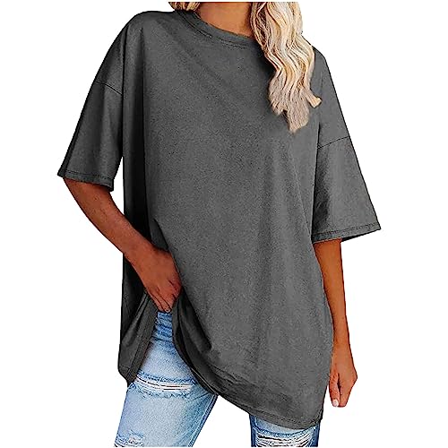 T Shirts for Women UK Ladies T Shirts Size 16 Womens Oversized Shirt Cotton Tshirts Hiking Walking Traveling Cotton for Women UK Y2K Streetwear Dark Gray XXL