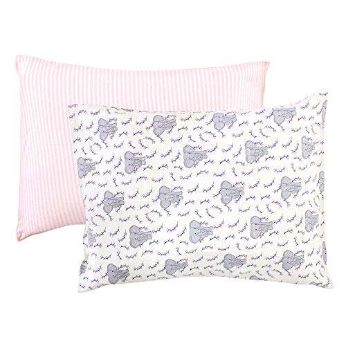 Touched by Nature Unisex Baby and Toddler Organic Cotton Toddler Pillowcase, Girl Elephant, One Size