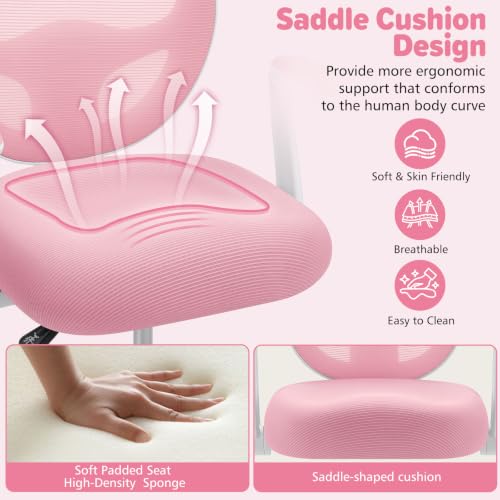 Image of HOFFREE Kids Desk Chair Ergonomic Study Chair with Flipped Armrest-Pink