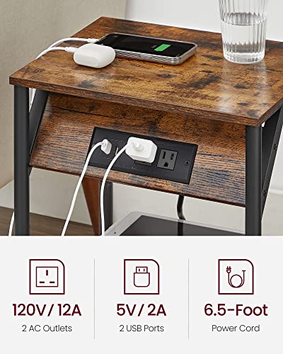 Vasagle ULET372B01 End Table With Charging Station, Set Of 2, Small Side Tables For Living Room, Bedroom, Nightstand thumb #5