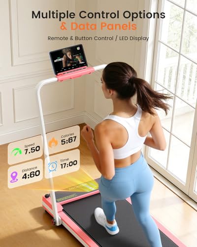 Image of FUNMILY Incline Walking Pad Treadmill with Handle Bar, Folding Treadmills for Home Small, 3.5HP Portable Treadmill with Desk, 350 lbs Weight Capacity, Walking Pad with Remote Control and LED Display