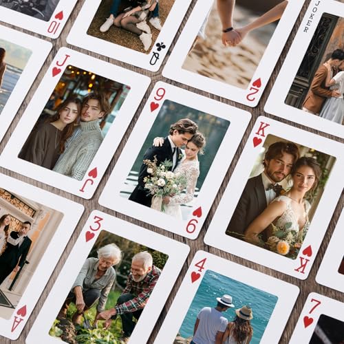 TDXHHW Carte da gioco fotografiche personalizzate, Alternativa all'album fotografico personalizzato, Mazzi di carte da gioco, Bomboniere uniche per la famiglia, Carte da poker di nozze, Regalo