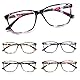 COJWIS 5 pack Lesebrille Damen Blaulichtfilter Brille Federscharnier Lesehilfe Blendfreie UV Brille (5 Pack Schönes Muster, 3.00, multiplier_x)
