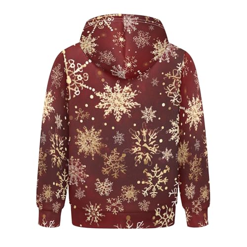 Kids Hoodies Sweaters Christmas Xmas Snowflake Hooded Sweatshirts with Big Pockets for Boys Girls B04003772