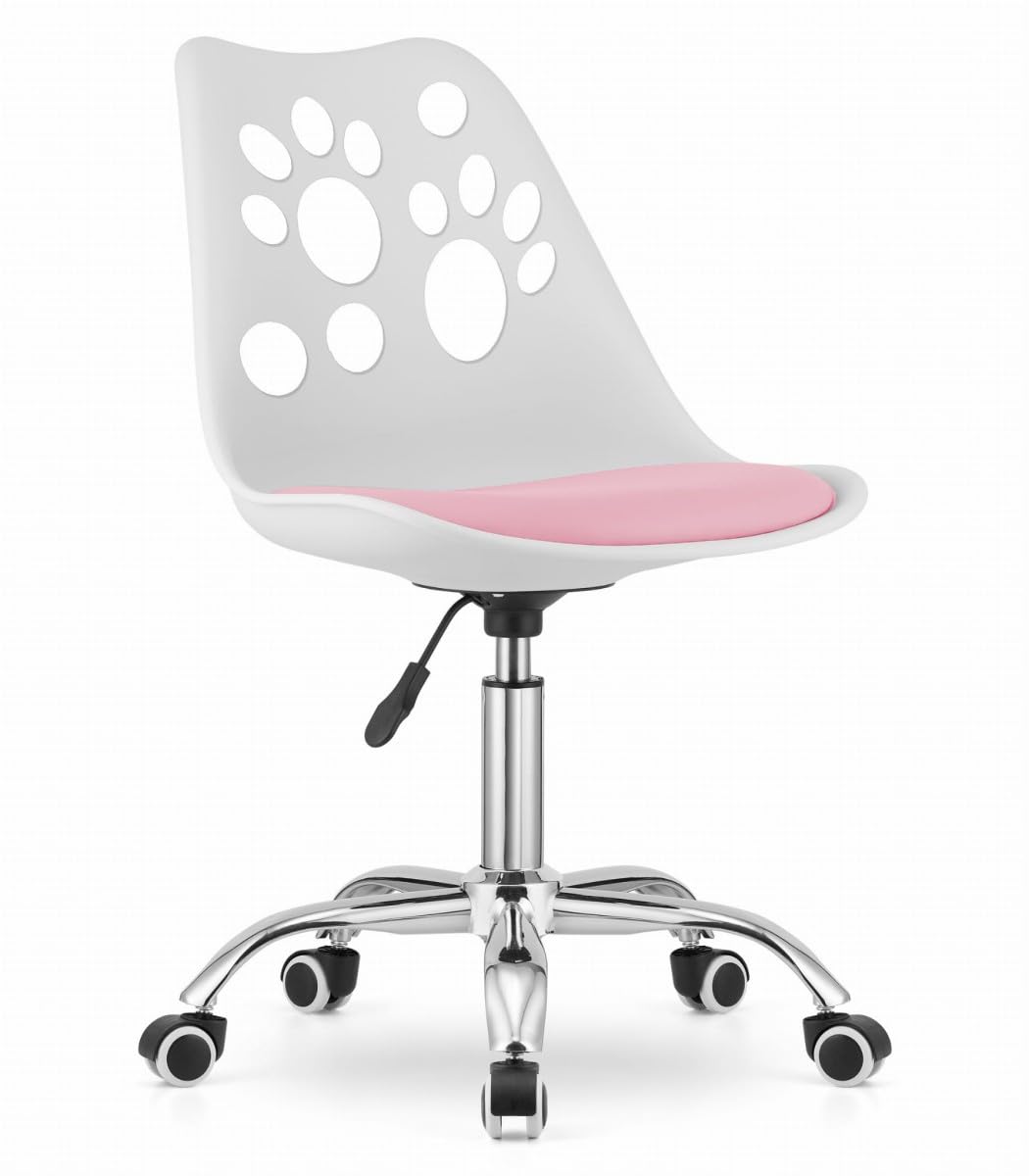 NMK HOME Silla Oficina con Ruedas 360 °- Cadeira Escritorio para Sala de Estudio - Fácil de Montar y Base Cromada