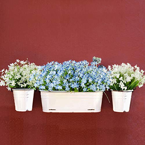 Haplia 8 Bundles Artificial Daffodils Flowers, Fake Artificial Greenery Uv Resistant No Fade Faux Plastic Plants For Wedding Bridle Bouquet Indoor Outdoor Home Garden Kitchen Office Table Vase (Blue) #TOP6