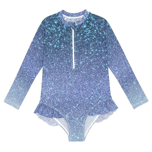 CHIFIGNO Long Sleeve One Piece Swimsuit Girls Navy Blue Gradient Gradient Girls Long Sleeve Bathing Suit 3T