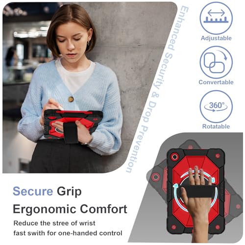 Image of Nitupai Case for Galaxy Tab A11+ Plus 2025, Galaxy Tab A9+ Case 2023 11Inch | Rugged Samsung Tab A11 Plus /A9+ Tablet Cover with 360 Rotating Hand Strap Shoulder Strap Screen Protector Red