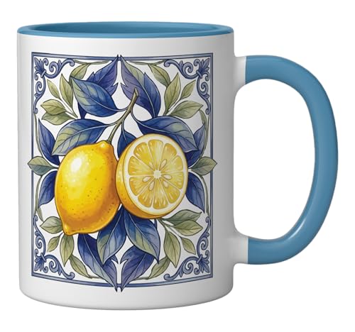 Taza de cerámica mediterránea mosaico Lemon azul/blanco miniatura 2