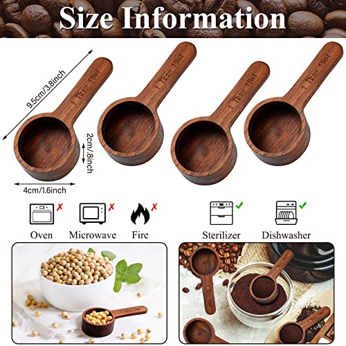 Skyley 4 Pieces Coffee Spoon Wooden Coffee Scoop Coffee Measure Scoop Wooden Table Spoon Coffee Ground Wood Tablespoon For Brown Approx. 15 Ml/ 0.5 Oz #TOP1