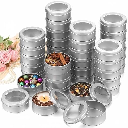 200 Pack Round Metal Tin Containers