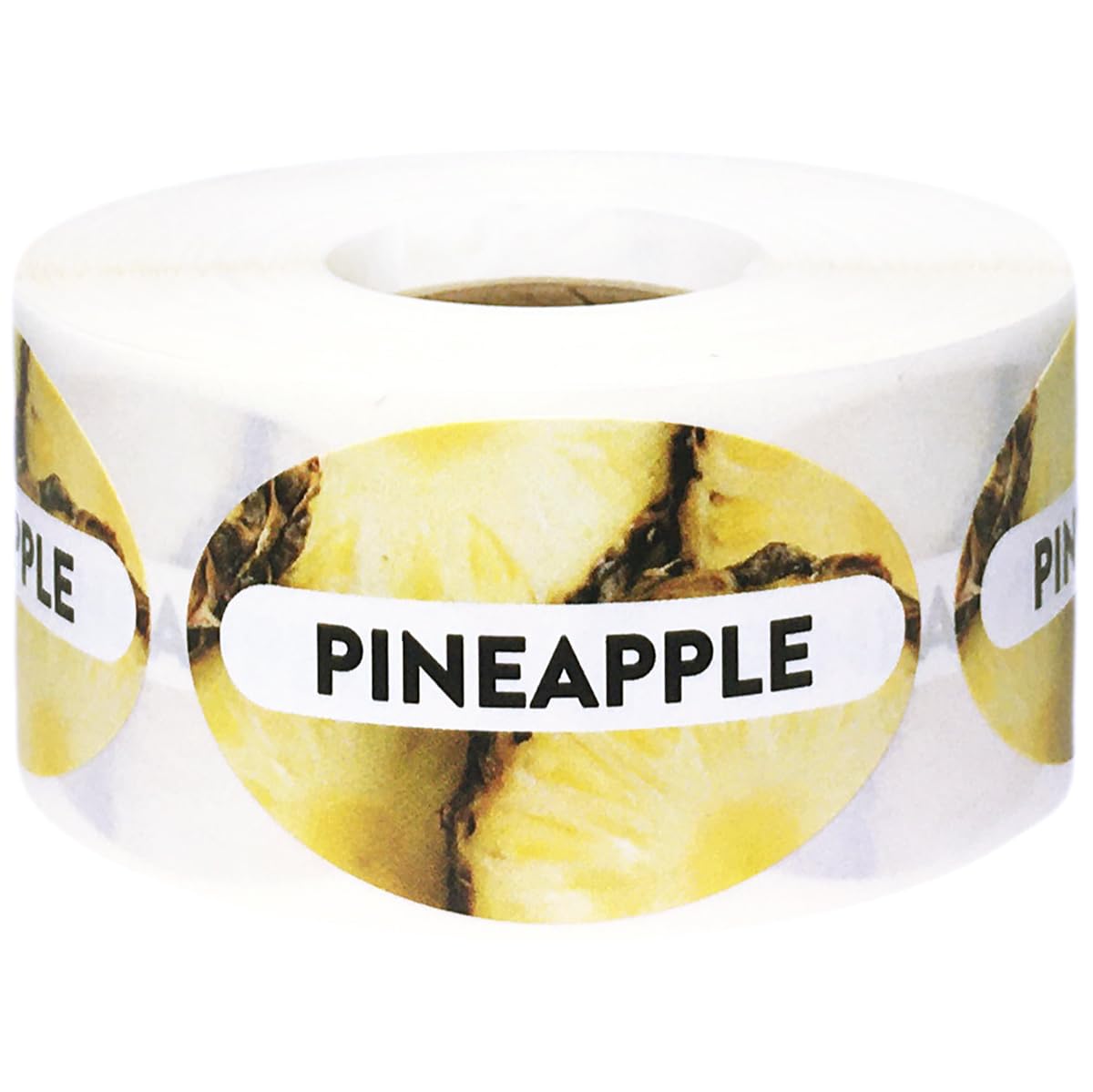 Pineapple Grocery Store Food Labels 1.25 x 2 Inch Oval Shape 500 Total Adhesive Stickers