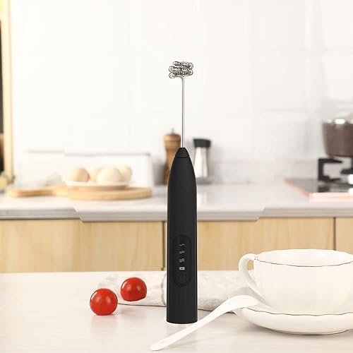 Miniatura 10 de Qweeon Espumador de leche de mano, espumador de café recargable, mezclador de bebidas de 3 velocidades con 2 batidores de acero inoxidable para