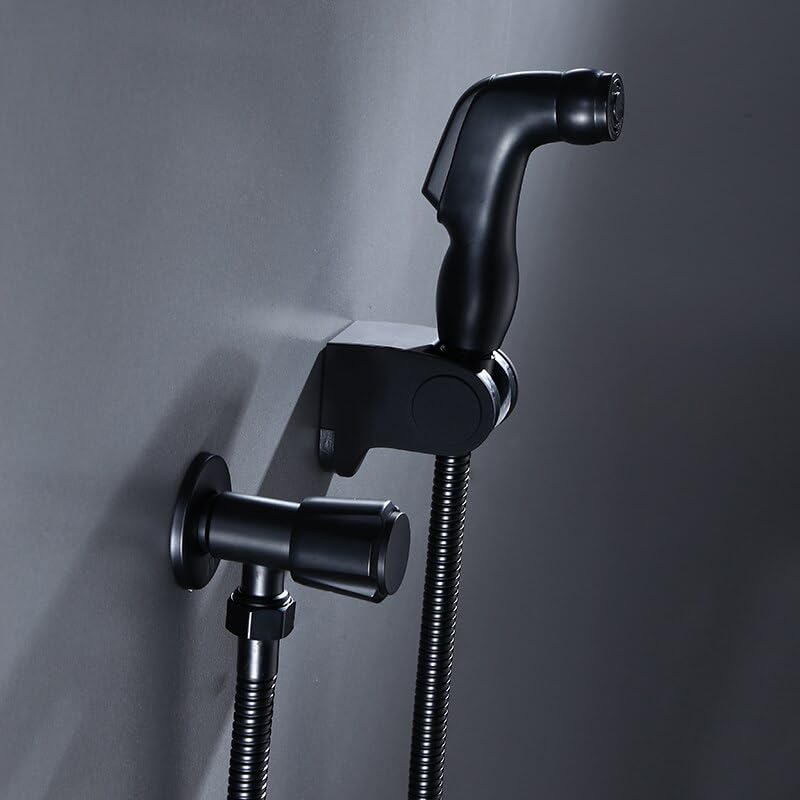 Grifo de bidé negro de acero inoxidable con ducha de mano para inodoro