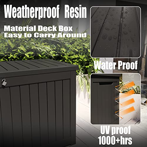 Greesum 230 Gallon Resin Deck Box Large Outdoor Storage For Patio Furniture, Garden Tools, Pool Supplies, Weatherproof And Uv Resistant, Lockable, Dark Black #TOP3