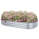 FORTUNO Galvanized Raised Garden Bed Box 82.7x35.5x12 Inch Large Oval Metal Outdoor Flower Bed Steel...