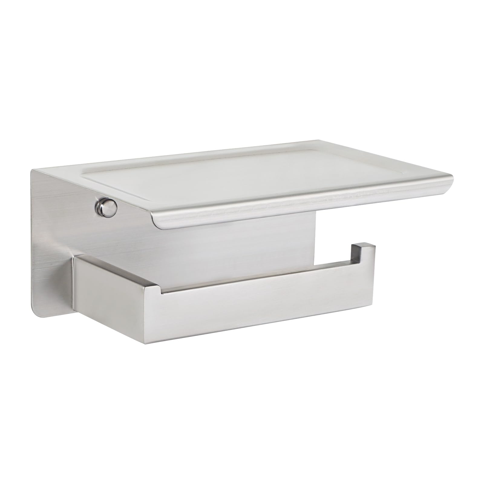 Alise Toilet Roll Holder, Bathroom Tissue Holder with Shelf, SUS304 Stainless Steel, Toilet Roll Holder, Storage Dispenser, Self Adhesive or Wall Mounted, Drill Paper Stand, Brushed