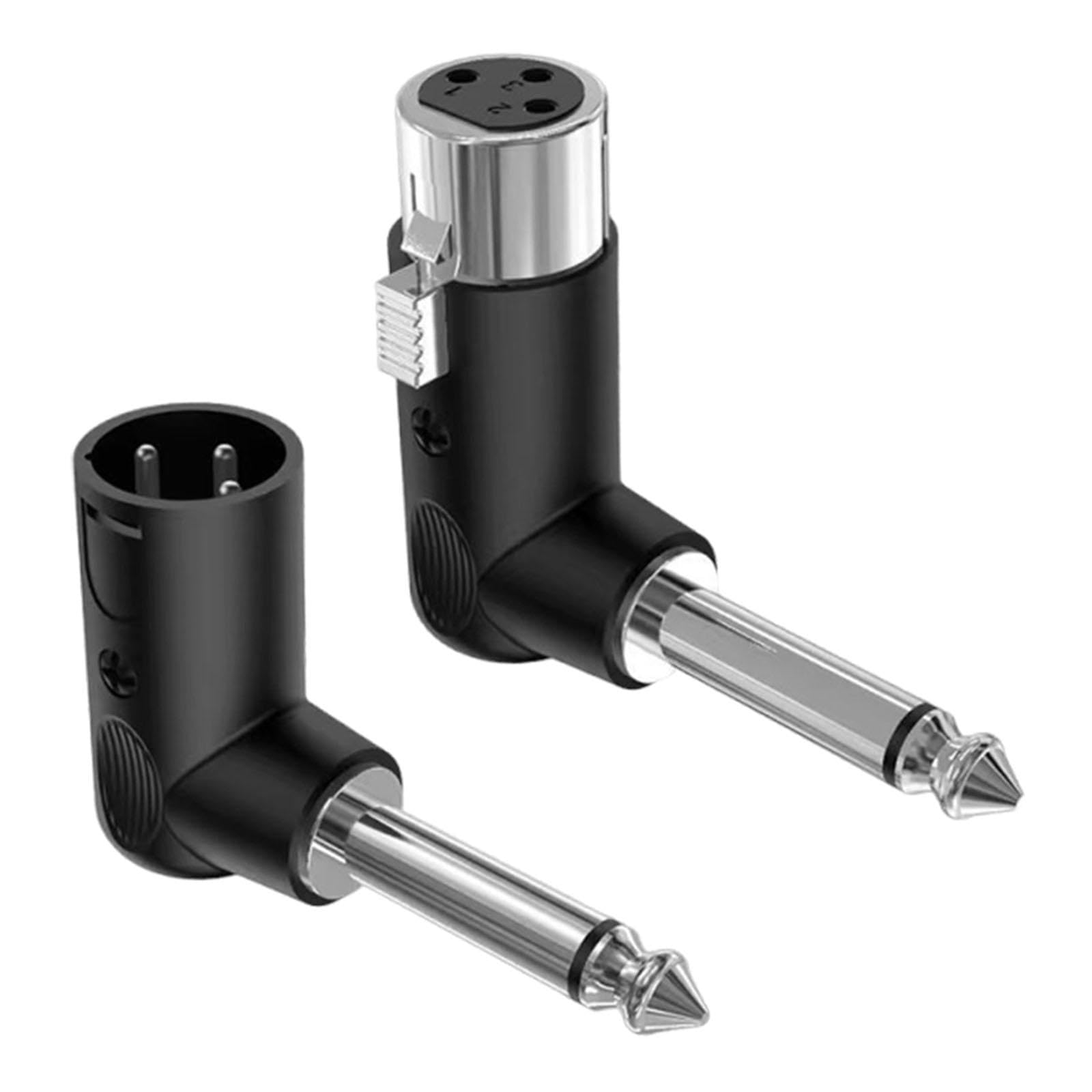 Adaptateur Coudé Robuste XLR Femelle Mâle 3 Broches Jack 6,35 Mm, Connecteurs en Métal pour Guitare, Table de Mixage et Équipements Studio, Conception Robust et Compact