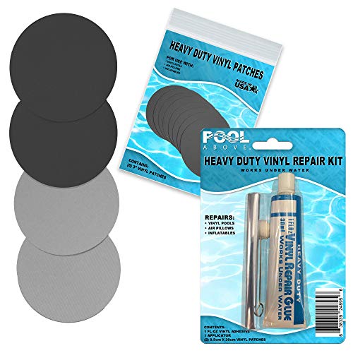 Pool Above Repair Kit for Ultra Lounge Chair | Vinyl glue | Gray and Black Patches