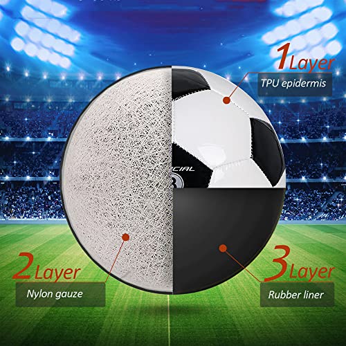 Yanyodo Kids Soccer Ball Sizes 3 Practice Traditional Soccer Balls Classic For Youth Perfect For Outdoor Indoor Match Or Game Black-White 3Pcs With 1 Plastics Pump #TOP5