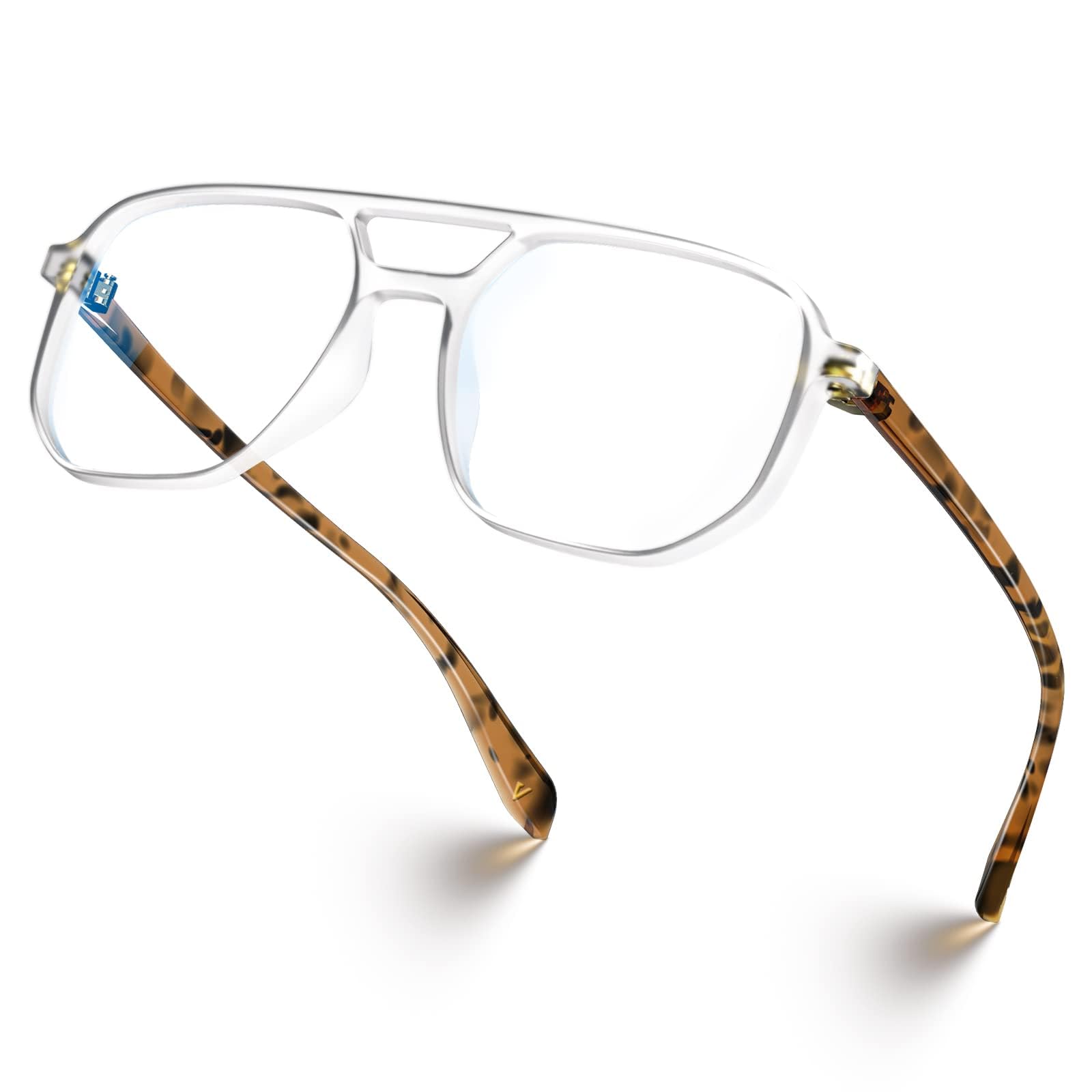 VISOONE Oversized Aviator Frame Lightweight Blue Light Blocking Glasses for Women Men Pilot Fake Nerd Eyeglasses Marion