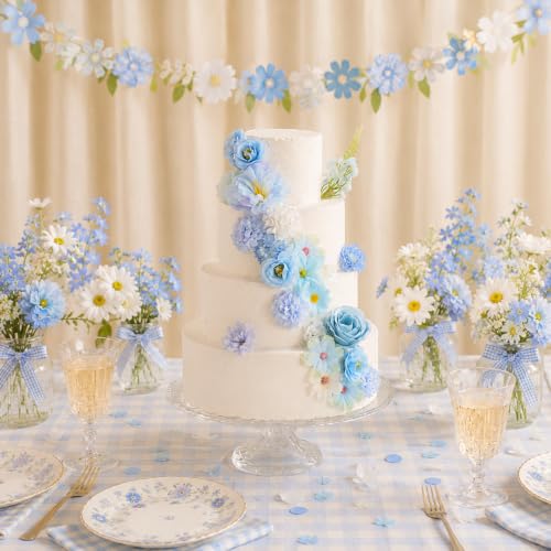 90pcs+ Mini Blue Artificial Flower Heads Silk Mix 20 Type Fake Flowers — view 2