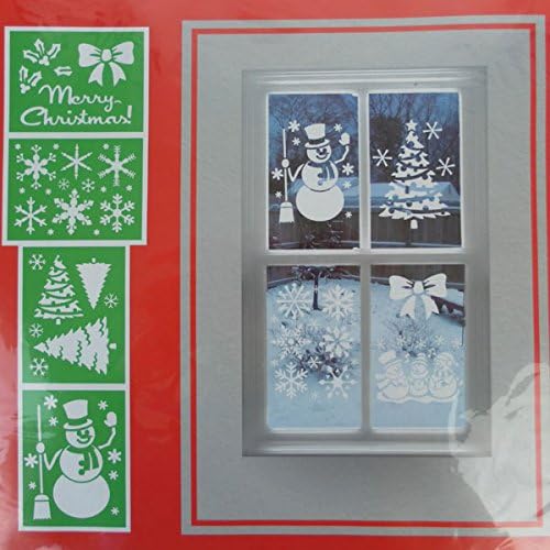 4 Christmas Window Stencil - Xmas Tree Snowman