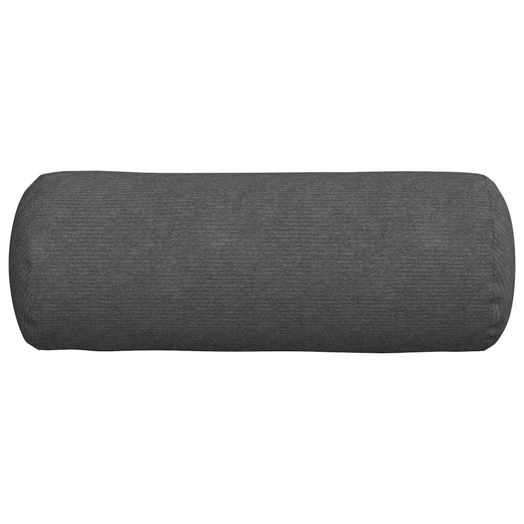 2er-Set Bolsterkissen Dunkelgrau Ø 25 x 70 cm Nackenrolle Cord | Weiche Nackenrollen mit Reißverschluss für gemütliche Stunden im Wohnzimmer und Schlafzimmer.