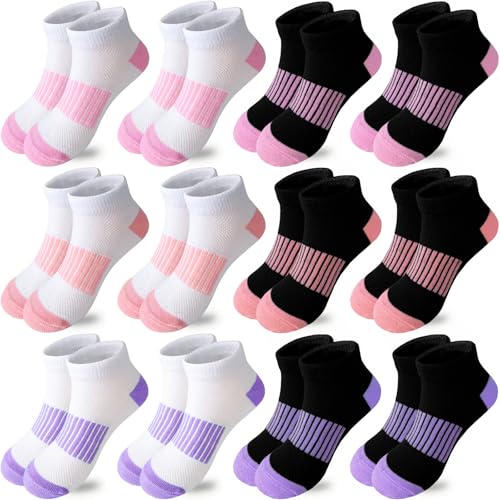 Bemeol Girls Socks 12 Pairs Ankle Socks Girls Athletic Running Casual Cotton Low Cut Sock