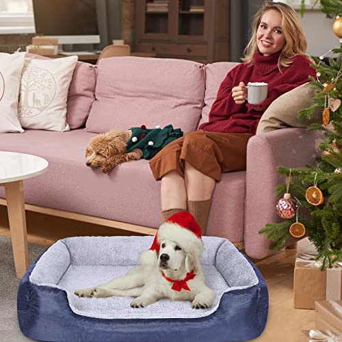 Xuemi Orthopedic Dog Beds For Medium Dogs, Rectangle Dog Sofa Beds With Washable Cover, Soft Memory Foam Pet Bed For Small Dog With Non-Slip Bottom Navy Blue #TOP5