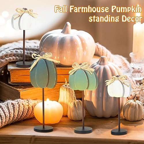 Thyle-3-Pcs-Thanksgiving-Pumpkin-Table-Centerpieces-Wood-Fall-Table-Decorations-for-Home-Thanksgiving-Tall-Standing-Block-Autumn-Harvest-Sign-with-Bow-for-Home-DecorBlue-Light-Blue-Grayish-White Thyle 3 Pcs Thanksgiving Pumpkin Table Centerpieces Wood Fall Table Decorations for Home Thanksgiving Tall Standing Block Autumn Harvest Sign with Bow for Home DecorBlue Light Blue Grayish White